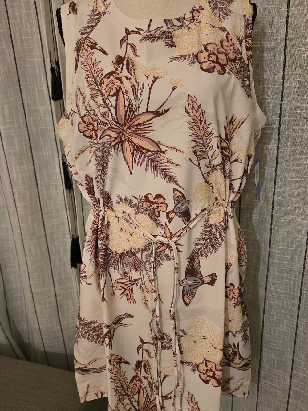 Columbia Floral Midi Dress in Ivory, Brown and Yellow